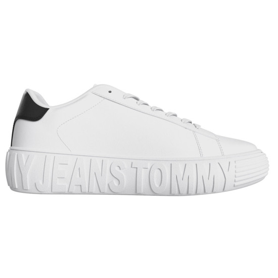 Tommy Hilfiger Monochrome Leather Cupsole Trainers